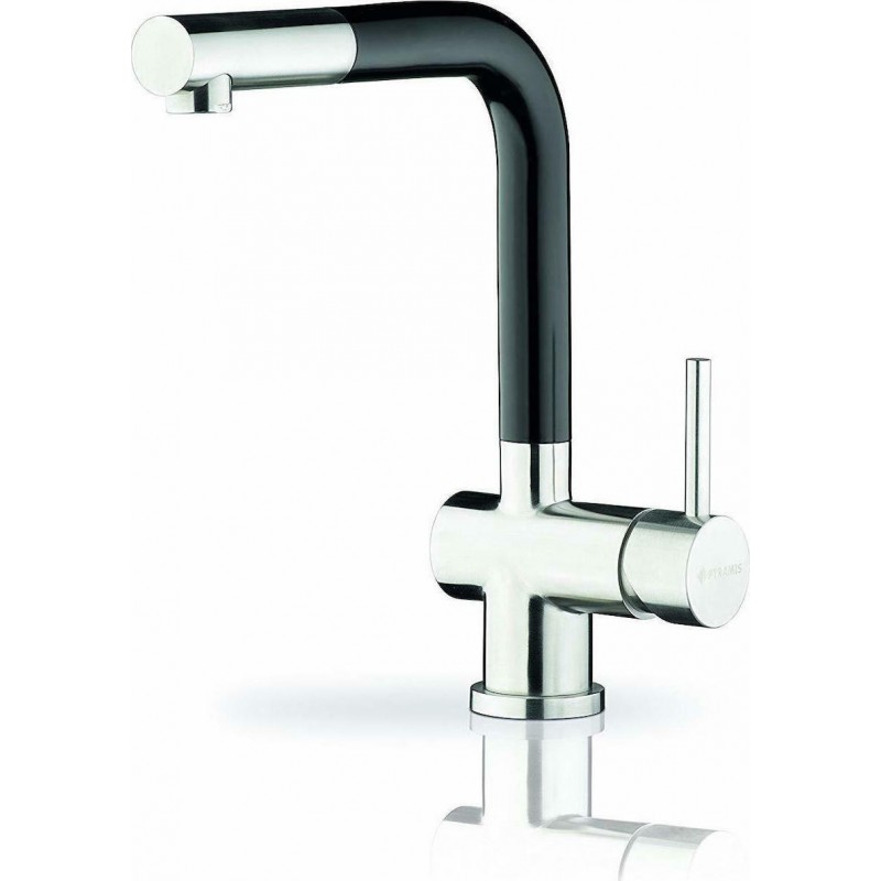 Pyramis Capriccio Premium Μπαταρία Κουζίνας Πάγκου με Ντουζ Inox Μαύρη